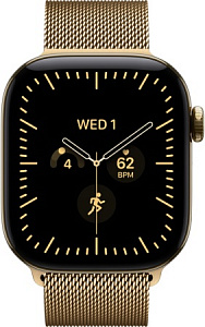 Часы Apple Watch Series 12, 46 мм, титан цвета «сияющее золото», миланский сетчатый браслет M/L